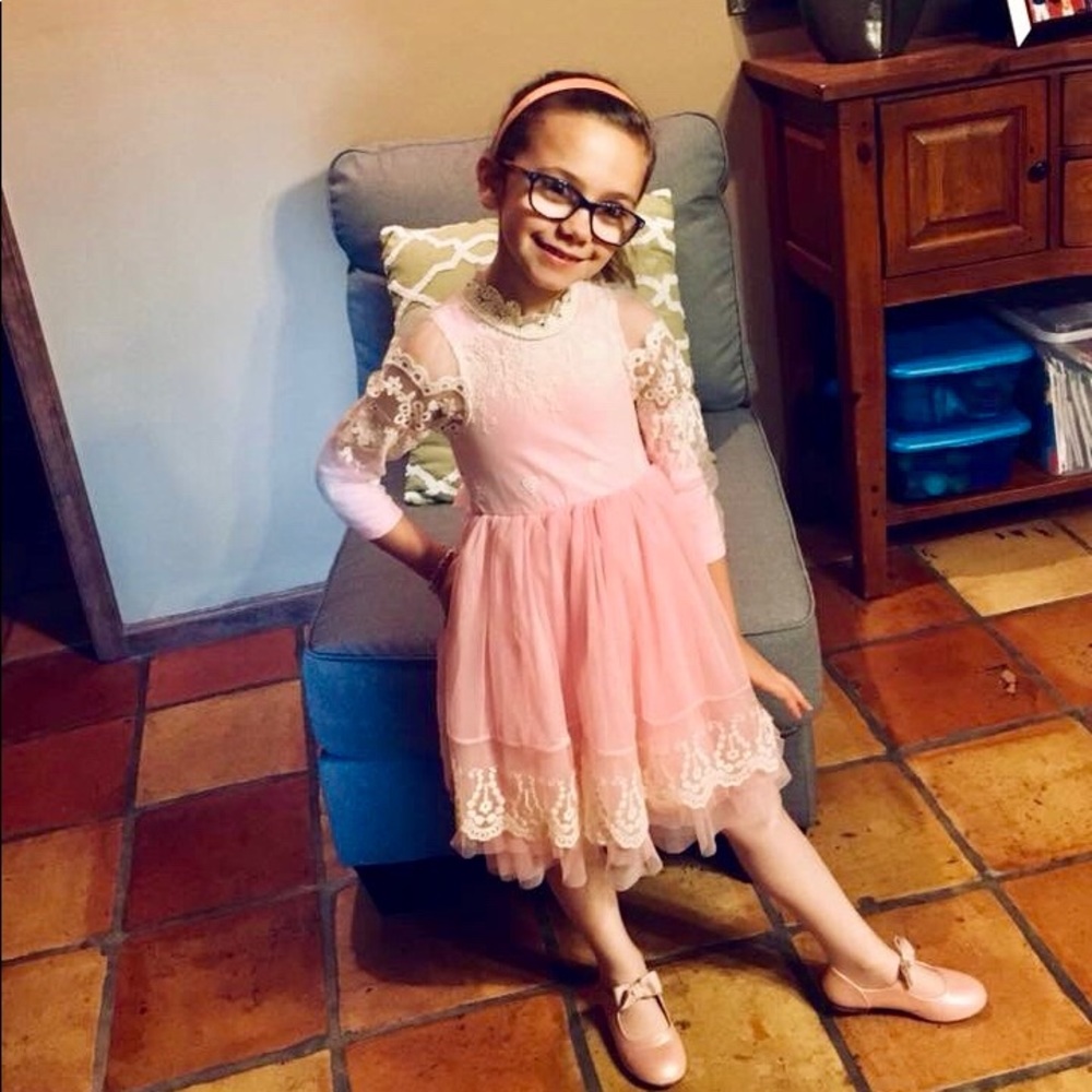 Pink Tulle & Cream Lace dress